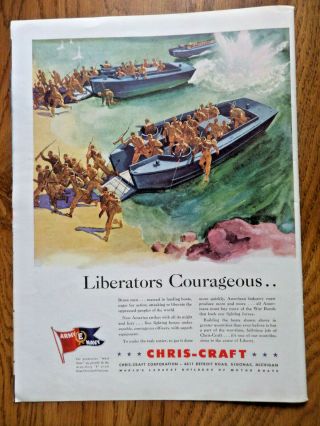 1942 Chris Craft Boats Ad Ww 2 Landing Boats 1942 California Wines Ad Holiday