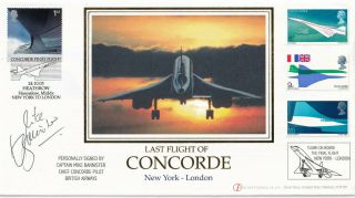(a30787) Gb Cover Concorde Signed Bannister Last Flight York London 2003