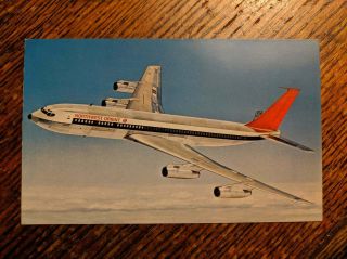 Postcard Northwest Orient Airline Boeing 707 320 Trans Pacfic Long Distance Plan