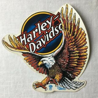 Vintage 1980s For Bikers Only Harley Davidson Outside Decal Large 9.  5 X 9” Eagle