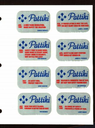 Set Of 12 Pattiki Coal Co.  Coal Mining Stickers 463