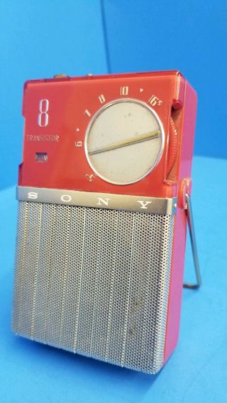 Sony 9 Transistor Pocket Radio (tr - 86) Red.  Early 60 