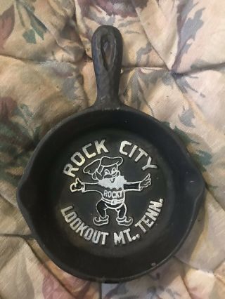 Vtg Rock City Lookout Mountain Tennessee Mini Cast Iron Skillet Rocky The Elf