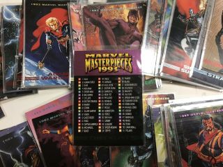1993 Skybox Marvel Masterpieces Complete Base Card Set 1 - 90.  Protective Sleeves