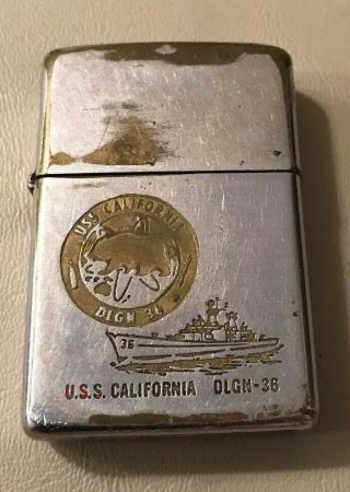 Vintage 1974 Zippo Military Lighter Uss California Dlgn - 36 Navy