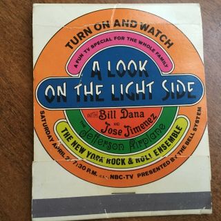 Giant Feature Matchbook " A Look On The Light Side " 1969 Nbc Tv Program