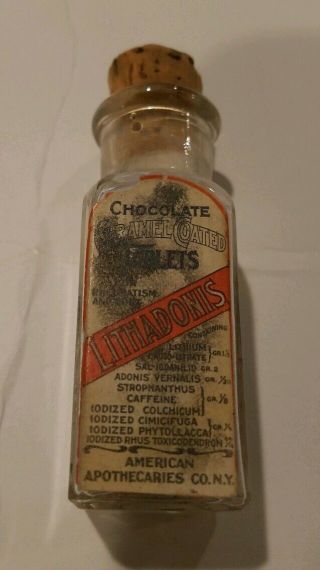 Antique Medicine Bottle Lithadonis Lithium Tablets American Apothecary Co.