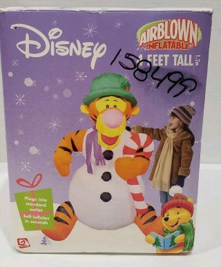 Disney Tigger Christmas Airblown Inflatable Holding Candy Cane 4 feet By Gemmy 7