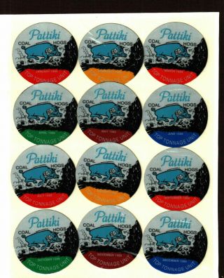 Set Of 12 Pattiki Coal Co.  Coal Mining Stickers 483