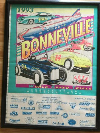 1993 Bonneville Speed Week Official Event Poster Land Speed Salt Flats Race