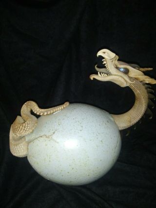 Dennis Thompson Large Baby Dragon Hatching From Egg Ceramic Sculpture