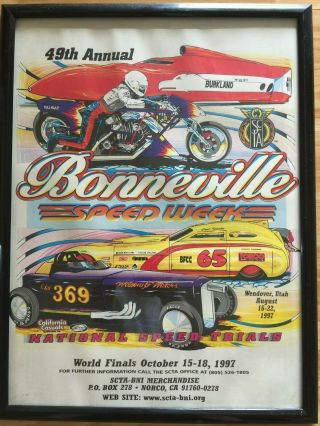 1997 Bonneville World Finals Official Event Poster Land Speed Salt Flats Race