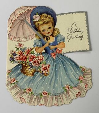 Vintage Birthday Greeting Card Girls