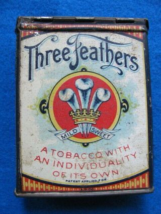 Vintage,  rare,  THREE FEATHERS pocket tobacco tin 2