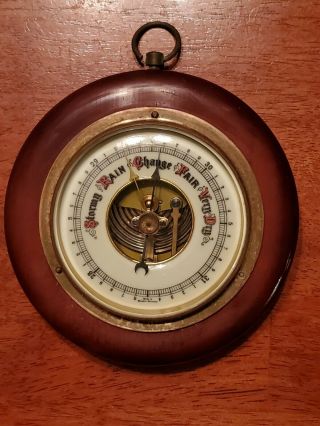Vintage Made In Western Germany Barometer Weather Station Wood Glass Porcelain