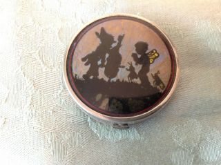 Vintage Rare Reverse Painted Fairy Tale Rabbit Butterfly Wings Rion Compact