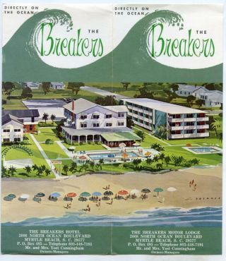 In 1964 Vtg The Breakers Motor Lodge Motel Brochure Myrtle Beach Sc