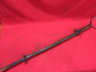 Old Vintage Hand Carved Wooden Mace Spiked Mnbv 1946 Stick Art On It
