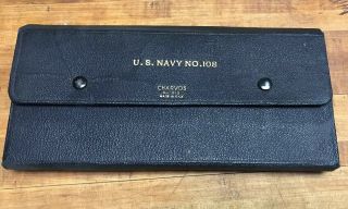 Vintage Us Navy No.  108 Charvos Precision Drafting Tools Usa 612 In Case
