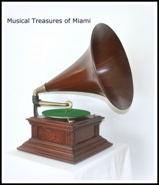 Zonophone Wood Horn Phonograph,  Bonus - We Ship Worldwide
