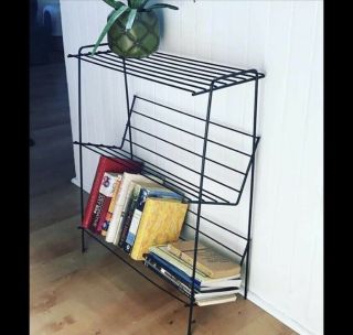 Vintage Mid Century Modern Retro 60s Metal Wire Side Table Bookshelf Plant Stand