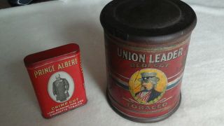 Vintage Union Leader Smoking Tobacco & Prince Albert Tobacco Tin Can