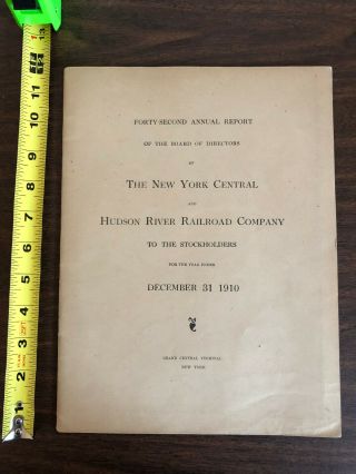 1910 York Central Hudson River Railroad Company 42nd Annual Report Map