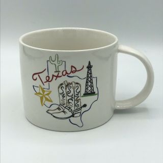 Pottery Barn Texas Ceramic Coffee Mug Cowboy Boots Cactus Star Oil Derrick