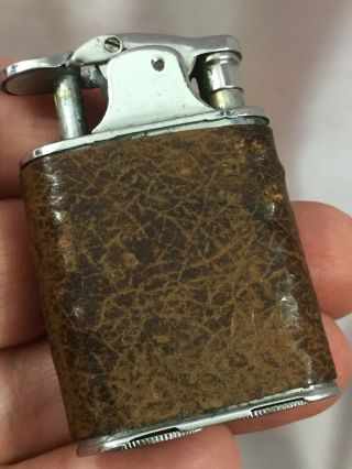 Vintage Golden Wheel Automatic Pocket Lighter - With Leather Wrap 2