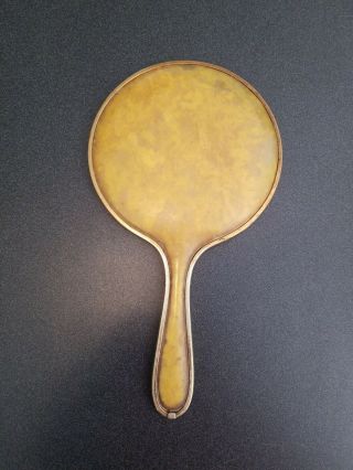 Vintage mid century Bakelite Hand Held Vanity Mirror Butterscotch 2
