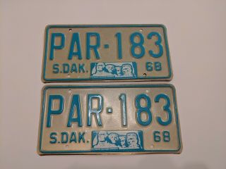 1968 South Dakota License Plate Pair