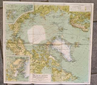 Vintage 1925 National Geographic The Arctic Regions 20 " X19 " Map Q285