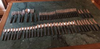 Set Of 67 Piece Contemporary Stainless Wrought Iron Flatware Set