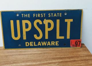 Vanity License Plate Delaware Upsplt With 1997 Sticker Ups Plate United Parcel