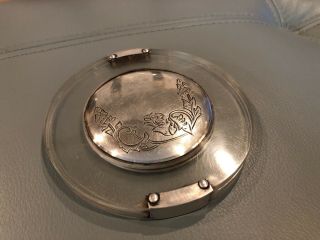 Vintage 1945 Sterling Silver & Clear Lucite Powder Compact -
