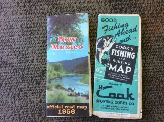 1956 Mexico Road Map/1950 Fishing Hunting Map