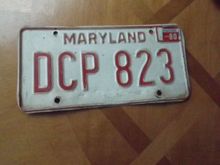 1980 Maryland License Plate Tag Number Dcp 823 Vintage Md