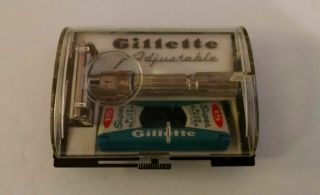 Vintage Razor - - Gillette Adjustable Fatboy {g - 1} With Case And Blades