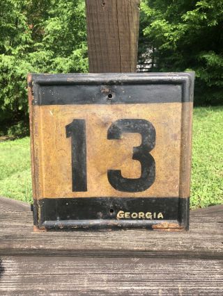 Rare 1932 Georgia State Highway Route 13 Lucky Number Road Sign 12” X 12”