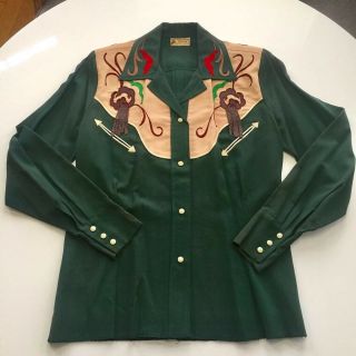 1940’s Gabardine Ladies Cowboy Shirt By Western Maid Vintage Cowboy Rockabilly