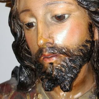Sacred Heart Of Jesus.  Carved Wood.  Polychrome.  Spain.  Xix