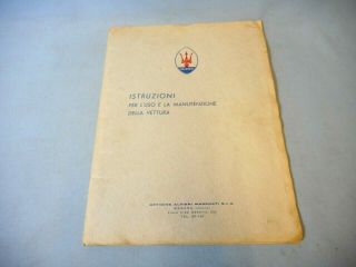 Factory Issued Maserati Instructions For Use And Maintenance Am 109