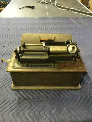 Thomas A Edison Phonograph W/oak Case Serial No.  H166685