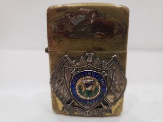 Vintage Brass Zippo Lighter Pat.  2032695,  " Highland Fling Buffalo N.  Y.  " Shield