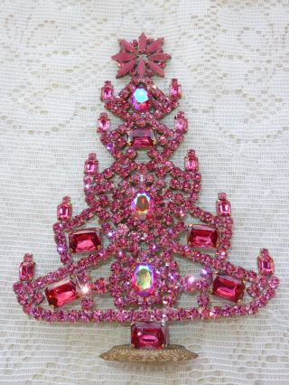Vintage Jewelry Czech Rhinestone Christmas Tree Standing