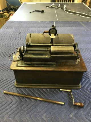 Thomas A Edison Phonograph W/oak Case - Serial No.  - H219539