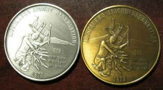 1973 Mescalero Apache Reservation,  Nm 2 - Piece Medal Set W/.  999 Silver Round