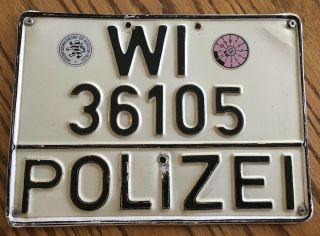 1993 Germany Polizei Police Motorcycle License Plate Obsolete Retired
