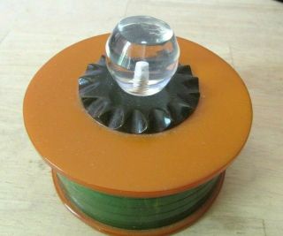 Multicolored Bakelite or Catalin Round Box with Lid - 2