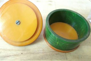 Multicolored Bakelite or Catalin Round Box with Lid - 3